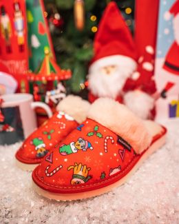 Pantofle Christmas pattern czerwone