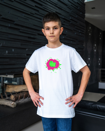 T-Shirt KIDS Chmurka Neon Biały