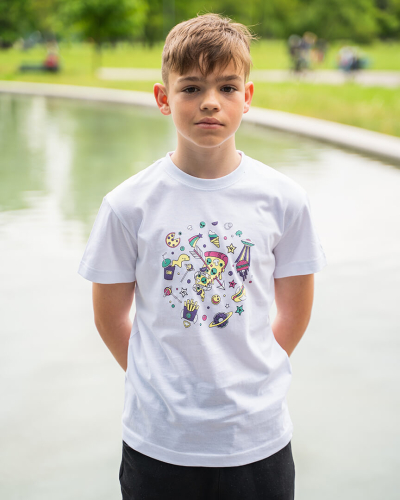 T-shirt KIDS EKIPA Space biały 